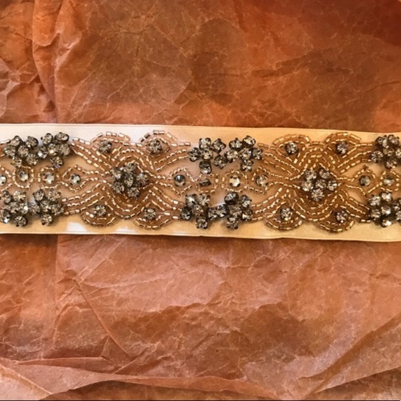 Rose gold beaded bridal sash - Picture 6 of 7